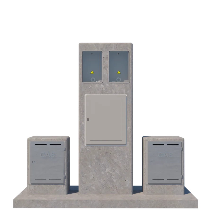 PILAR DE LUZ Y GABINETE DE GAS DOBLE