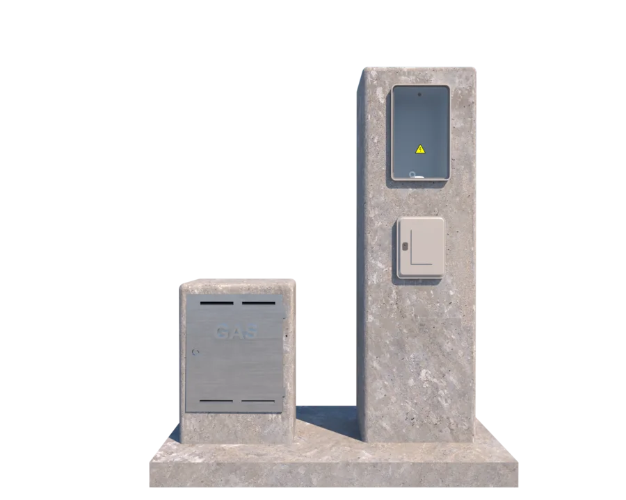 PILAR DE LUZ Y GABINETE DE GAS SIMPLE