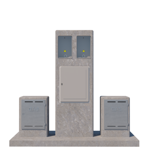 PILAR DE LUZ Y <br>GABINETE DE GAS DOBLE
